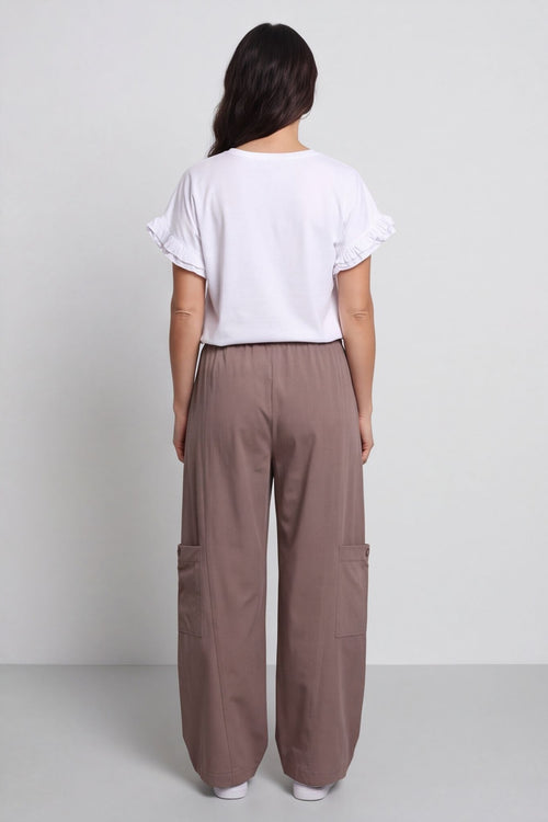 Blair Button Pocket Cotton Trousers Mocha – image 4 of 4