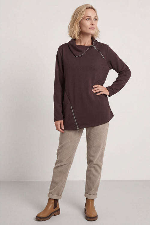 Shaye Zip Detail Cotton Top Cocoa – image 6 of 6