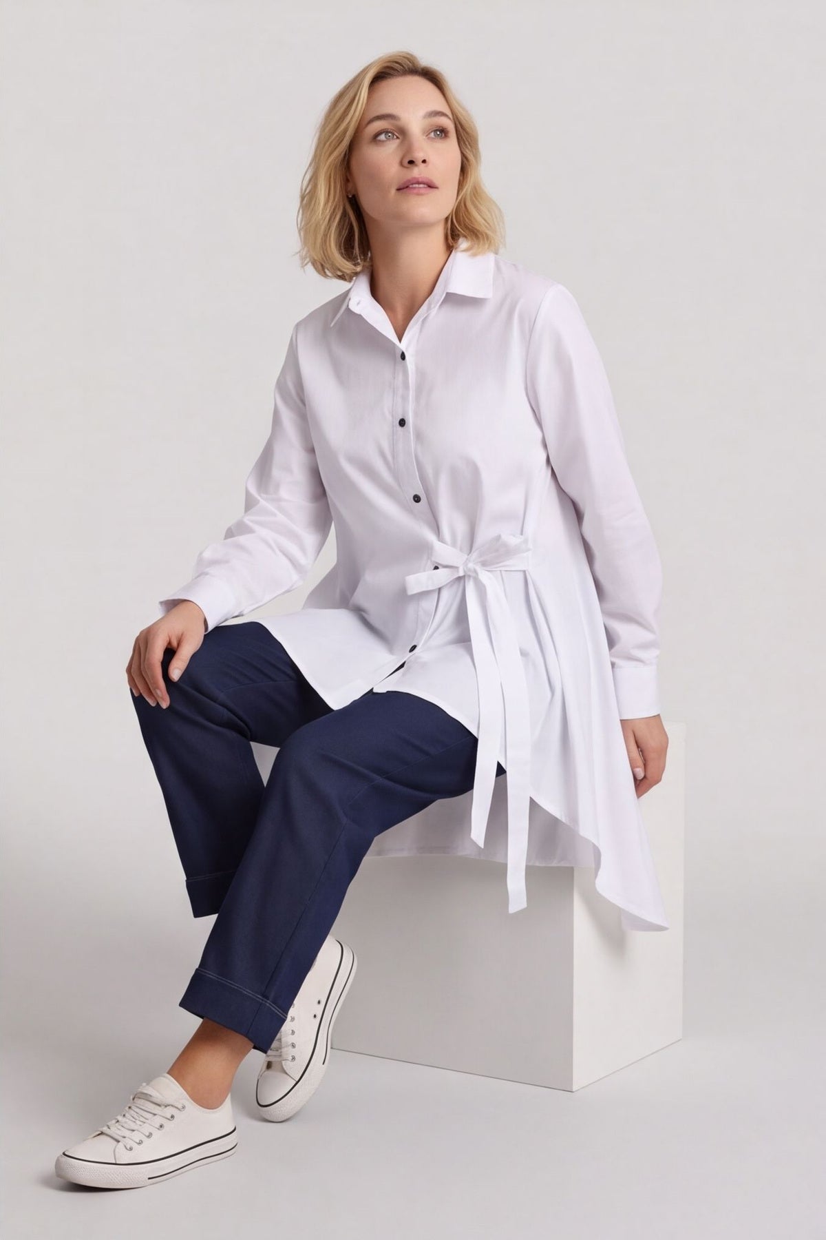Christobel Tie Cotton Shirt White – image 5 of 5