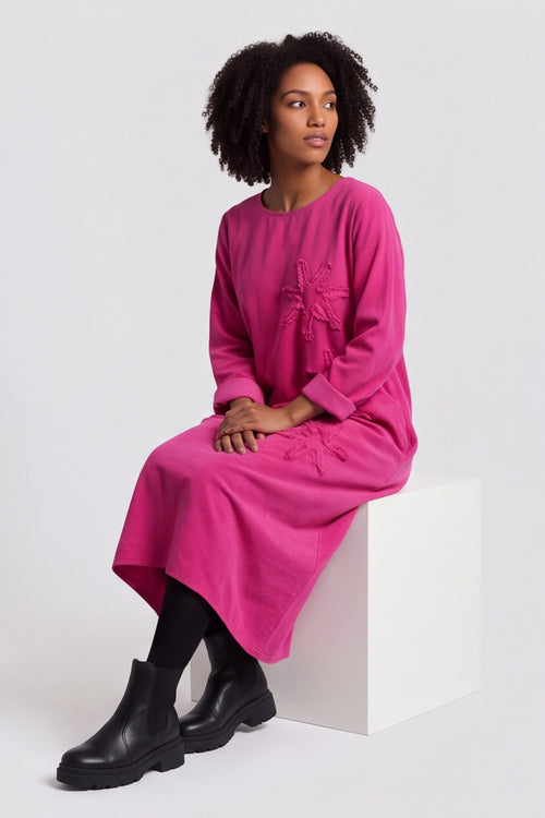 Florina Flower Patch Needlecord Dress Fuchsia – image 6 of 6