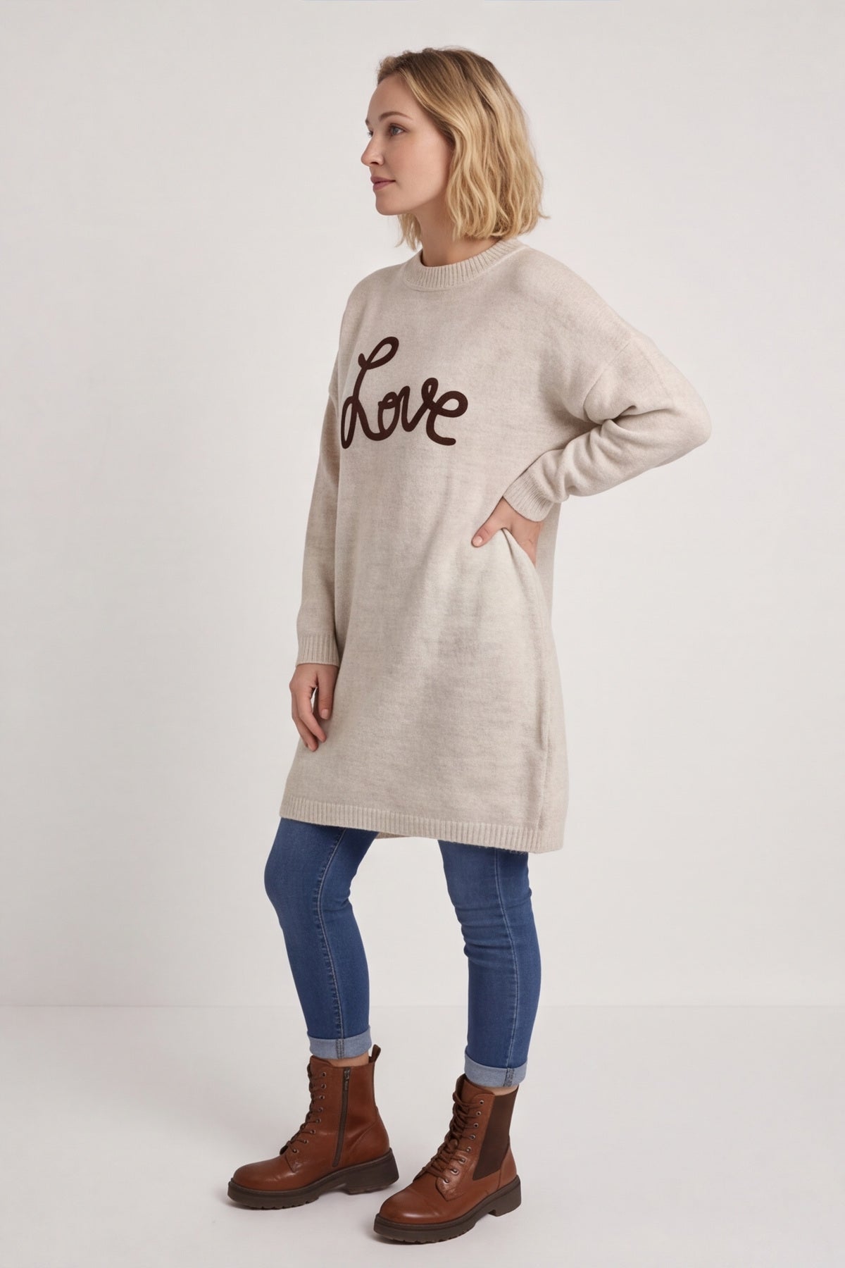 Love Knitted Jumper Dress Beige – image 5 of 5