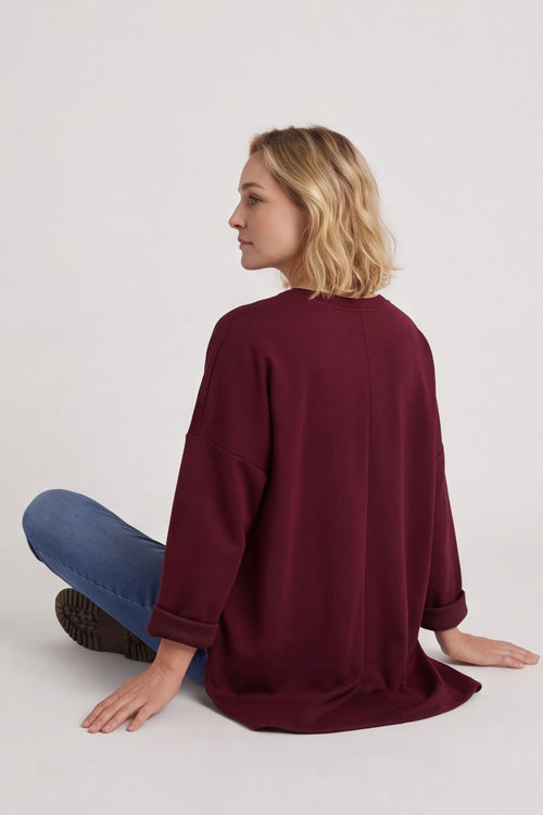 Lynne Zip Dipped Hem Top Wine – image 6 of 6