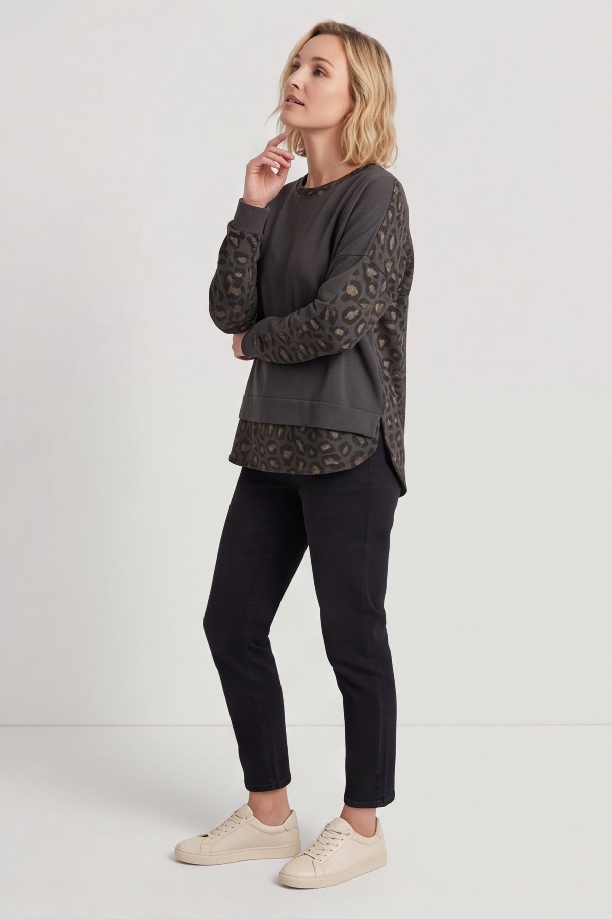 Nicky Leopard Print Cotton Top Mid Grey – image 5 of 5