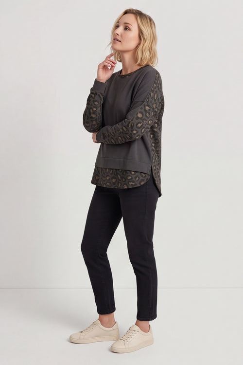Nicky Leopard Print Cotton Top Mid Grey – image 5 of 5