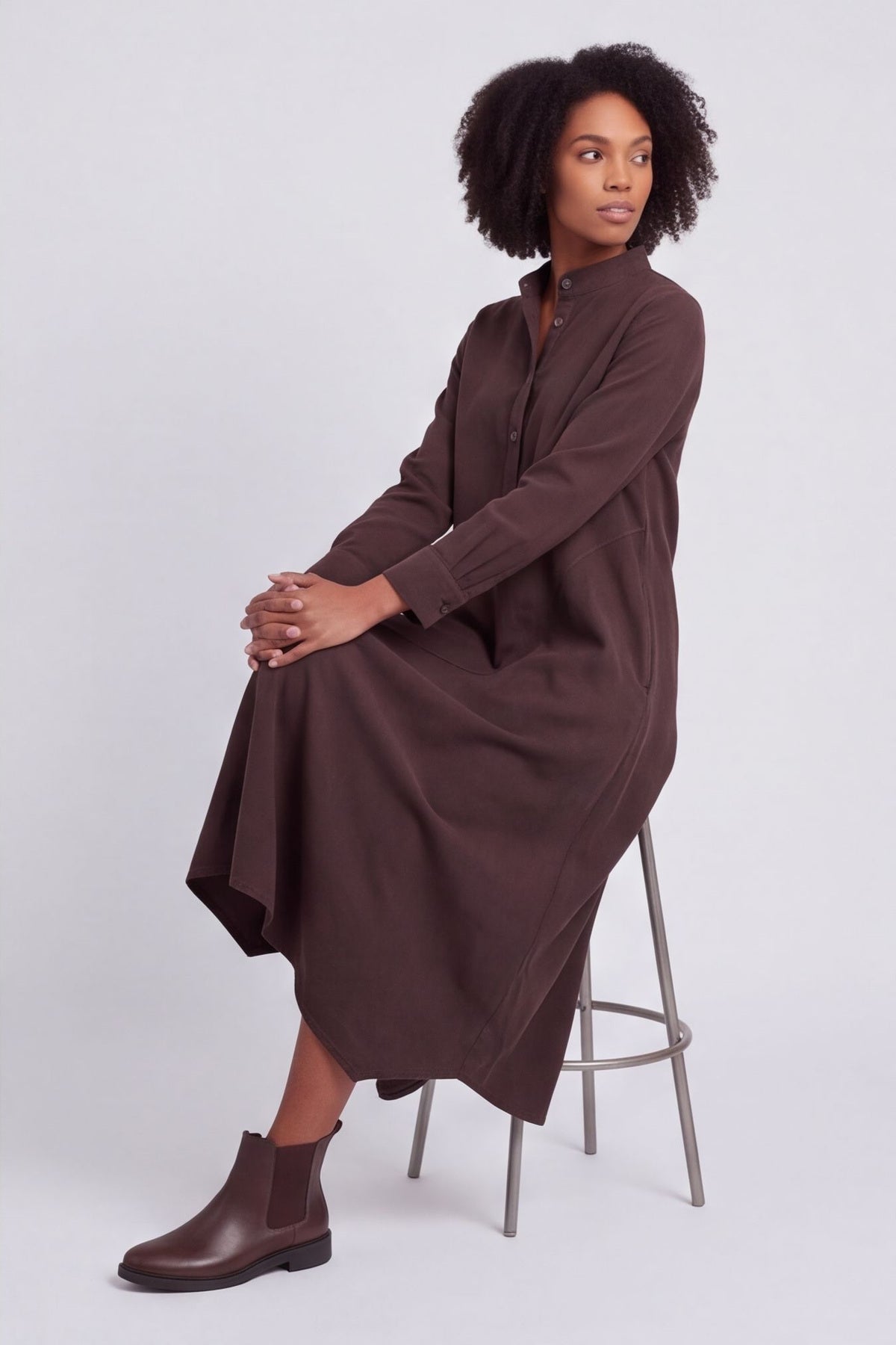 Ruby Needlecord Button Cocoa Dress