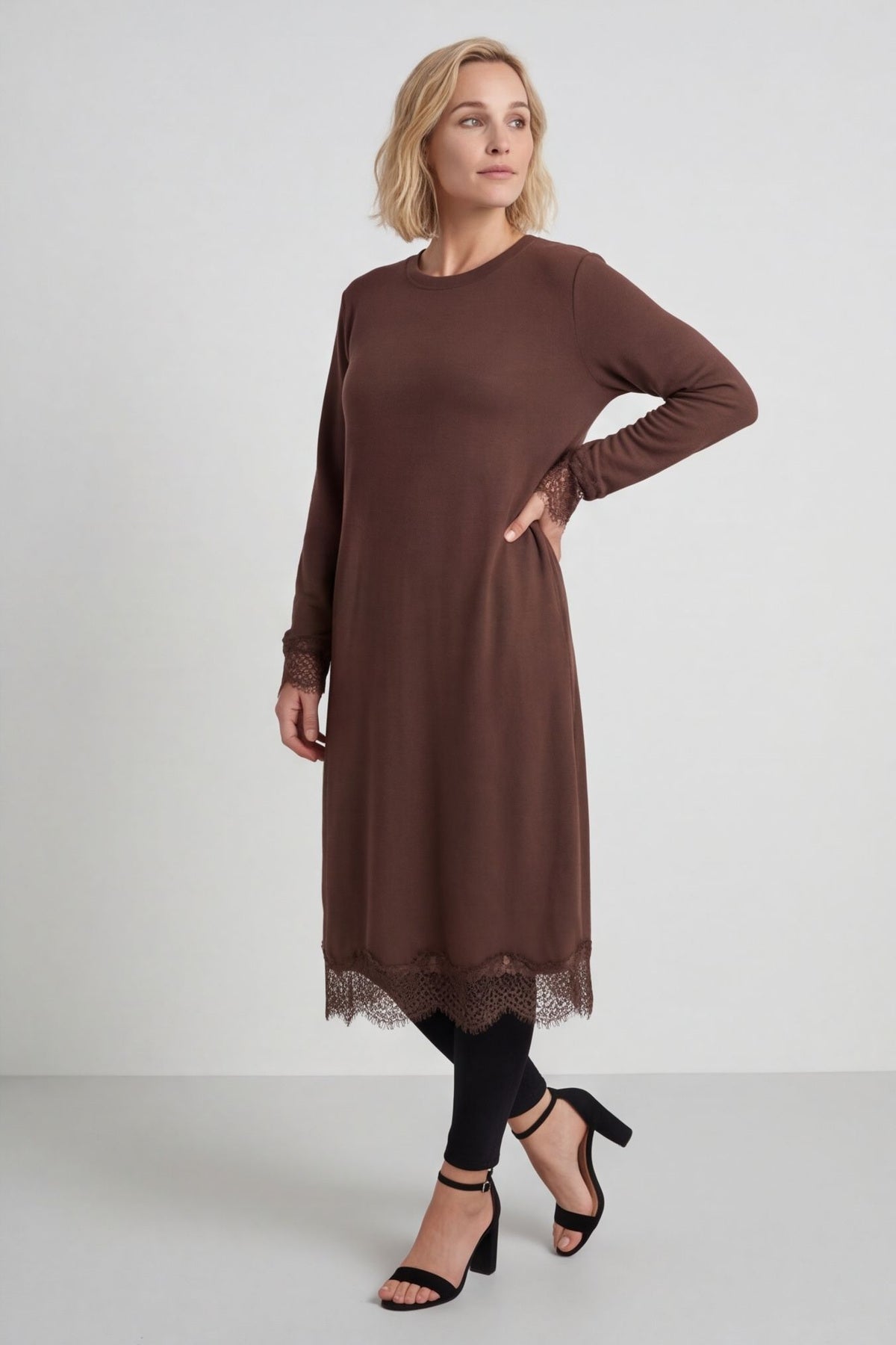Merinda Lace Detail Dress Cocoa – image 5 of 5