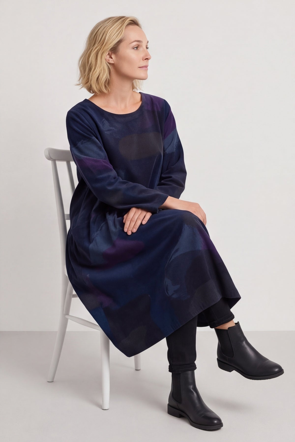 Dreda Print Needlecord Dress Navy – image 5 of 5