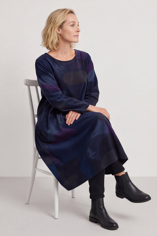 Dreda Print Needlecord Dress Navy – image 5 of 5