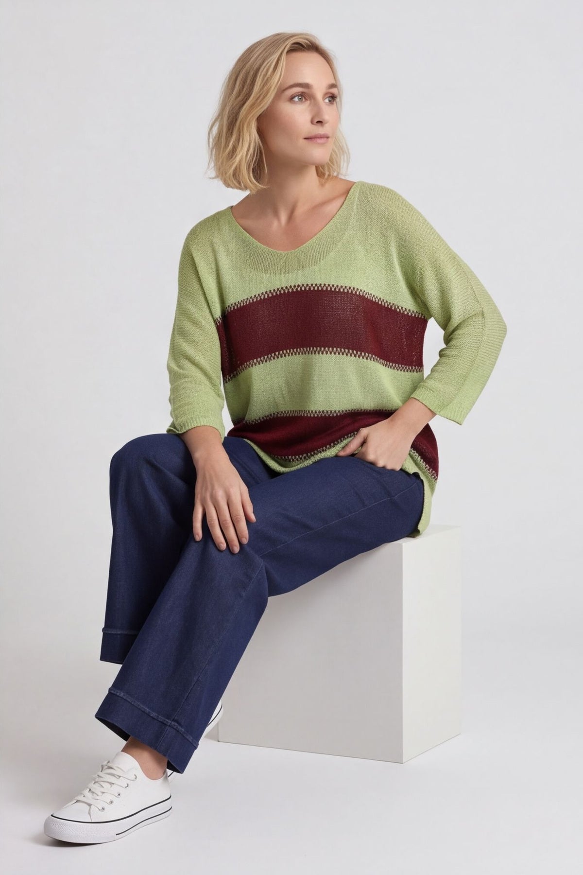 Davena Stripe Knit Top Green – image 6 of 6
