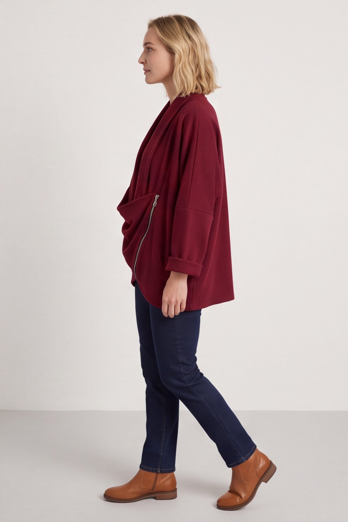 Floella Zip Cotton Jacket Wine – image 5 of 5