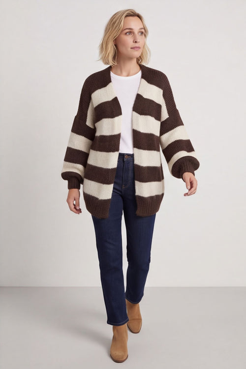 Kennedy Stripe Knitted Cardigan Cocoa – image 6 of 6