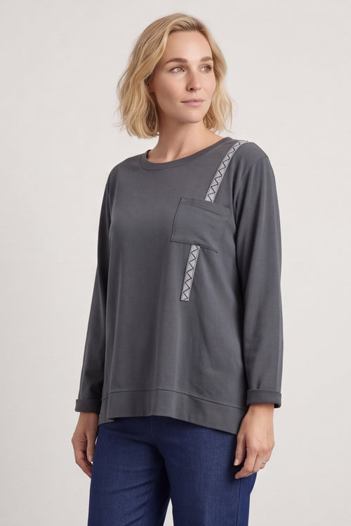 Barbara Pocket Cotton Top Charcoal – image 6 of 6