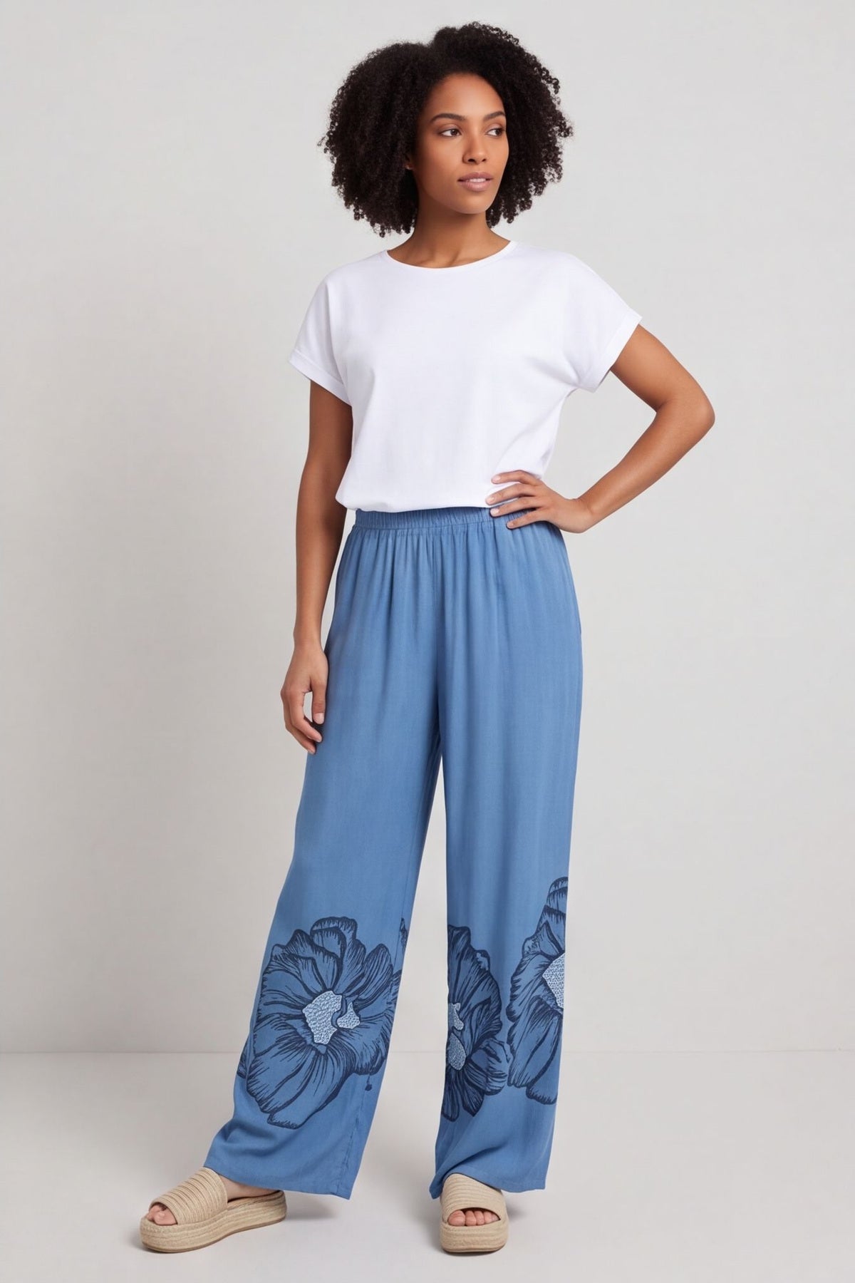 Aksana Flower Wide Leg Trousers Blue – image 6 of 6