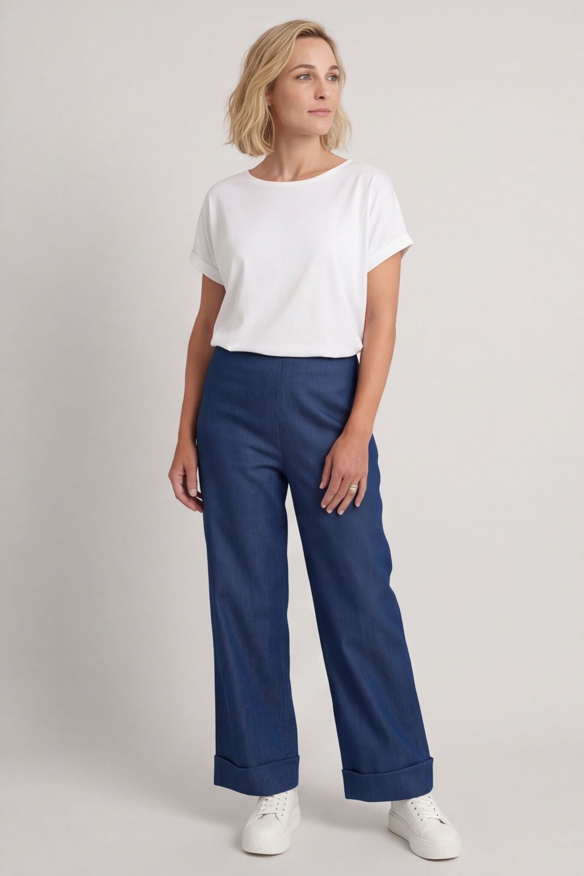 Darlene Lightweight Wide Leg Trousers Mid Denim – image 6 of 6