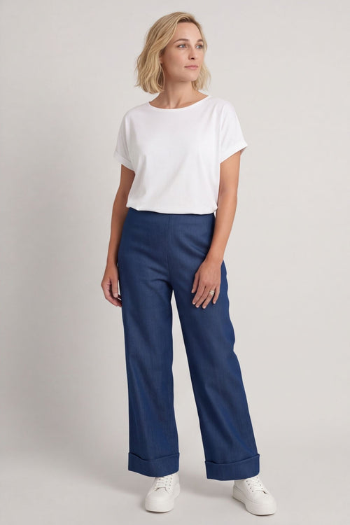 Darlene Lightweight Wide Leg Trousers Mid Denim – image 6 of 6