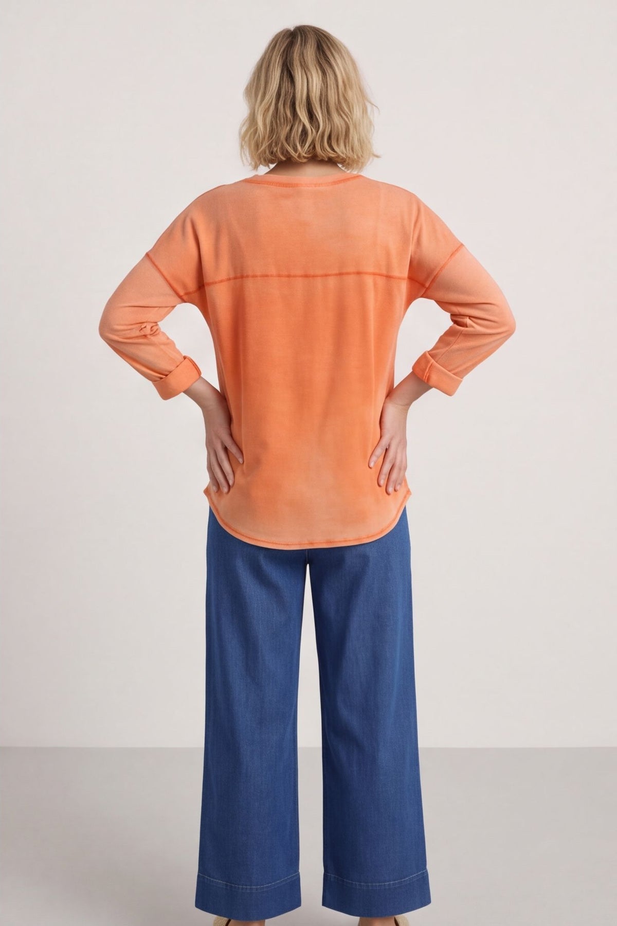 Amelie Washed Pocket Cotton Top Orange – image 5 of 5