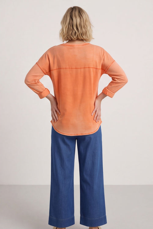 Amelie Washed Pocket Cotton Top Orange – image 5 of 5