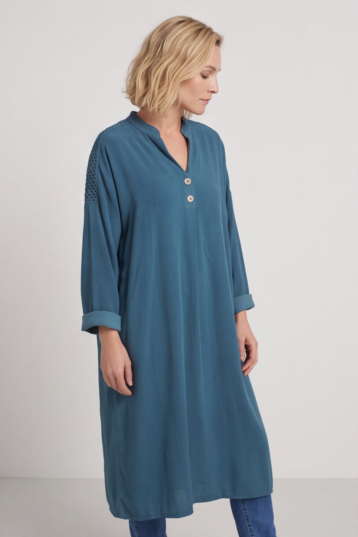 Terrie Needlecord Dress Teal – image 6 of 6