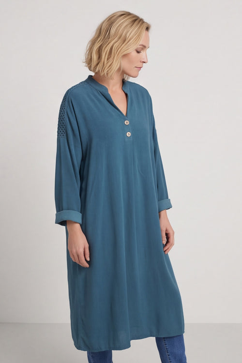 Terrie Needlecord Dress Teal – image 6 of 6