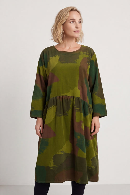 Dreda Print Needlecord Dress Olive – image 6 of 6
