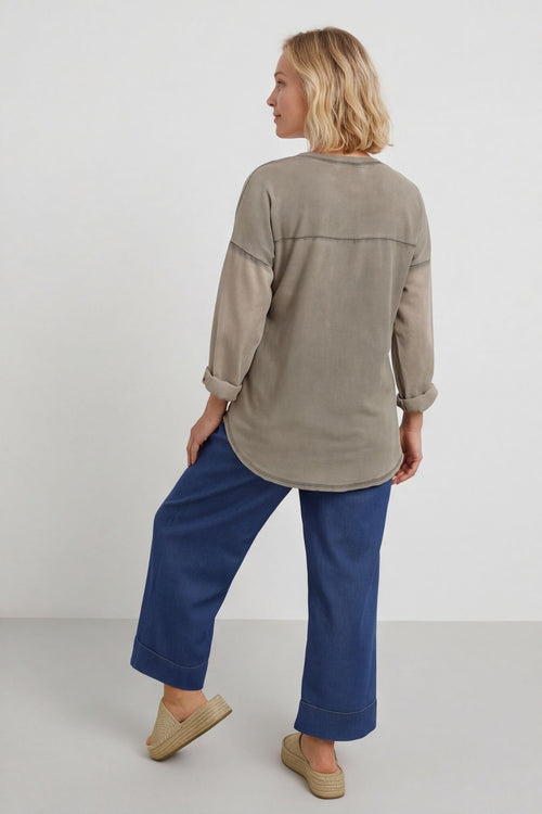 Amelie Washed Pocket Cotton Top Mocha – image 4 of 4