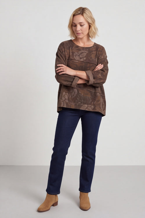 Doreen Print Needlecord Top Nutmeg – image 6 of 6