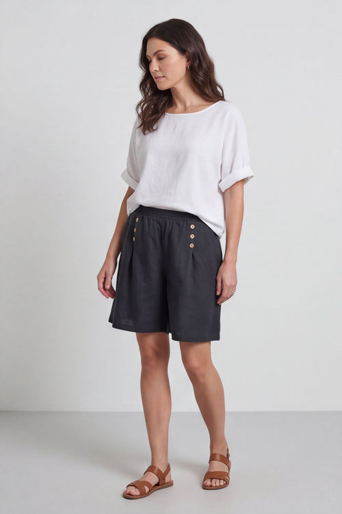 Arielle Linen Blend Shorts Black – image 6 of 6