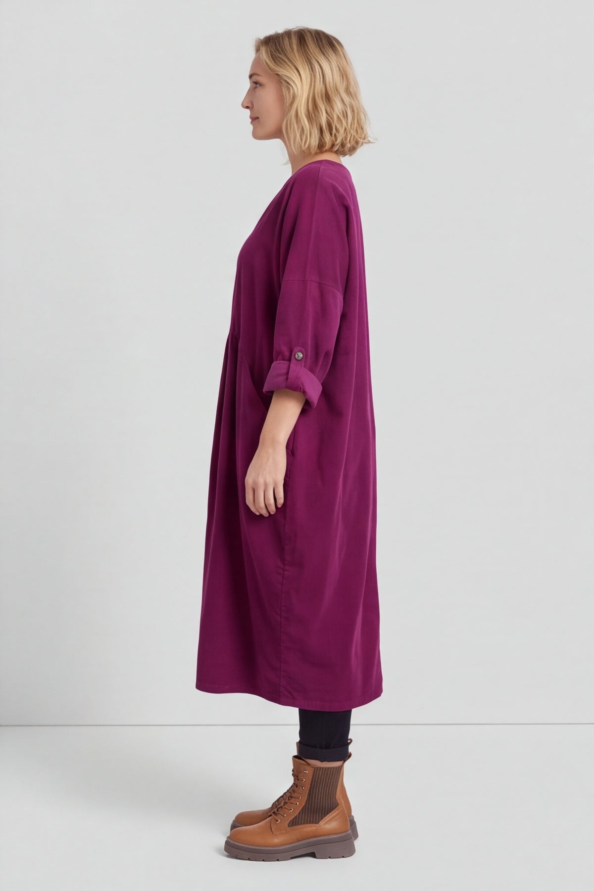 Dinah V-Neck Needlecord Dress Burgundy – image 6 of 6