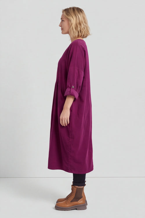 Dinah V-Neck Needlecord Dress Burgundy – image 6 of 6