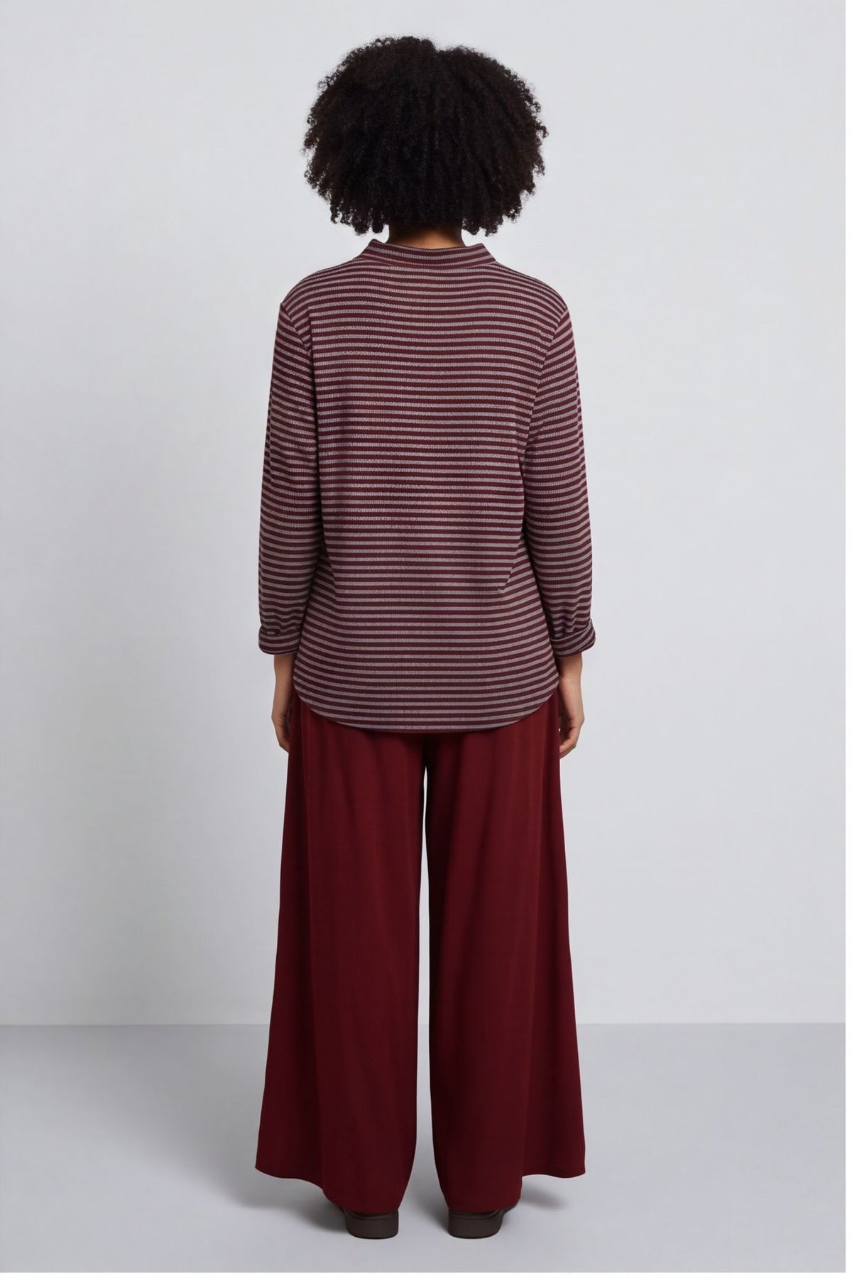 Lyssa Cowl Neck Stripe Top Marl Grey – image 6 of 6