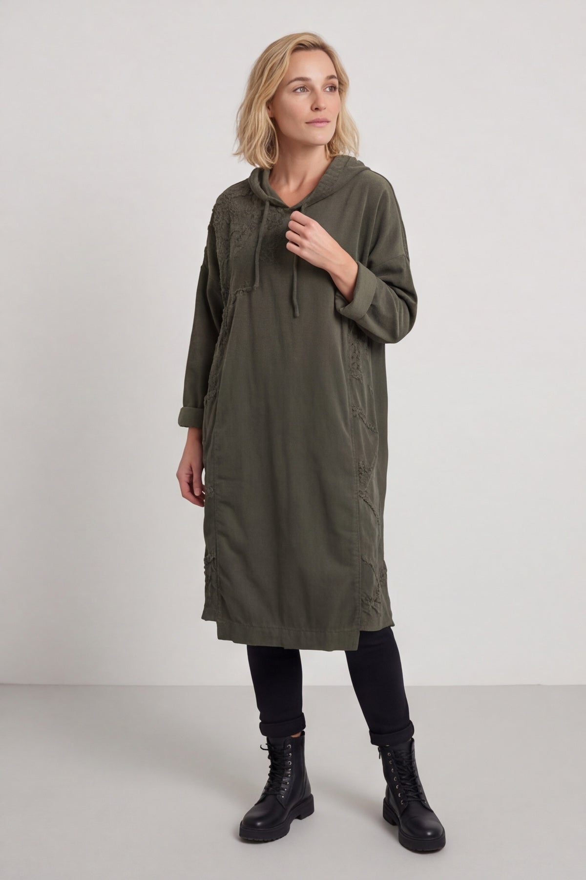 Devyn Hooded Needlecord Dress Khaki – image 6 of 6