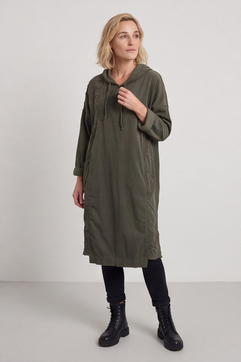 Devyn Hooded Needlecord Dress Khaki – image 6 of 6