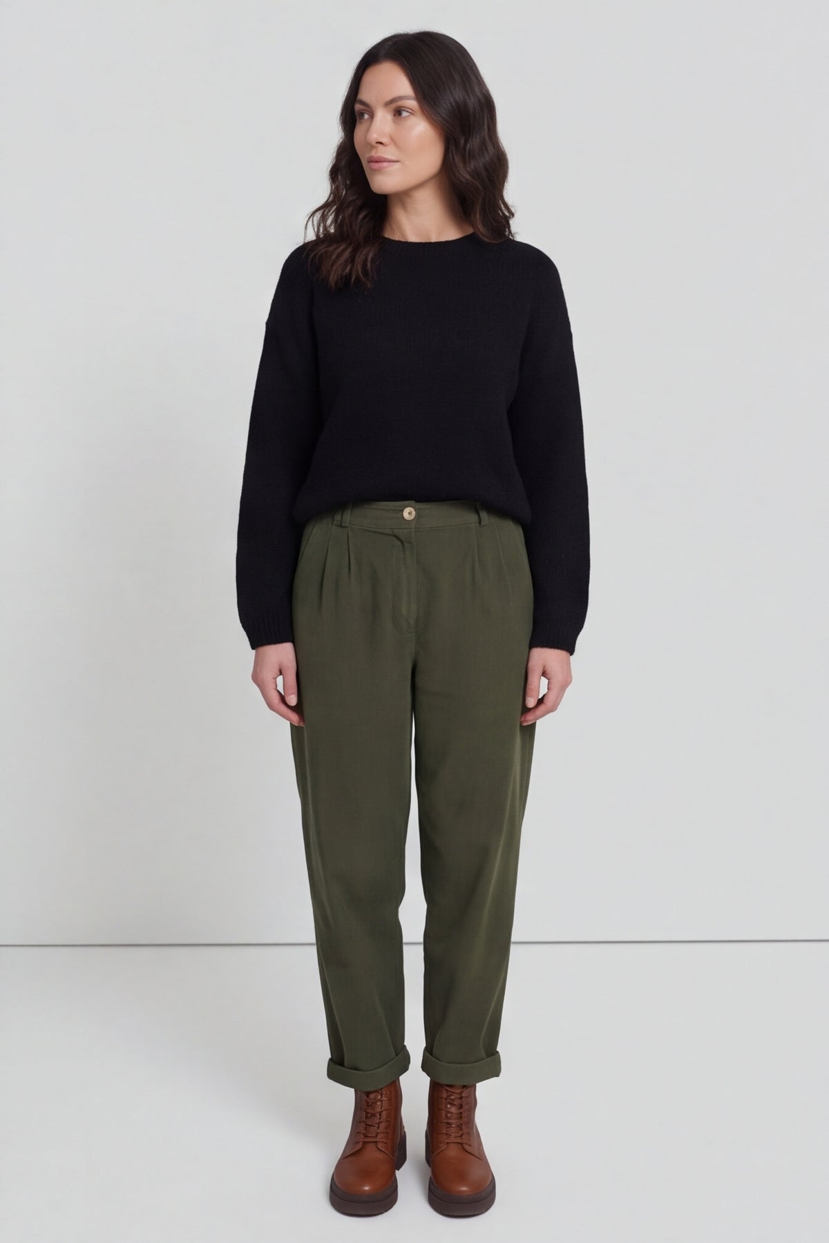 Carmella Needlecord Trousers Khaki – image 6 of 6