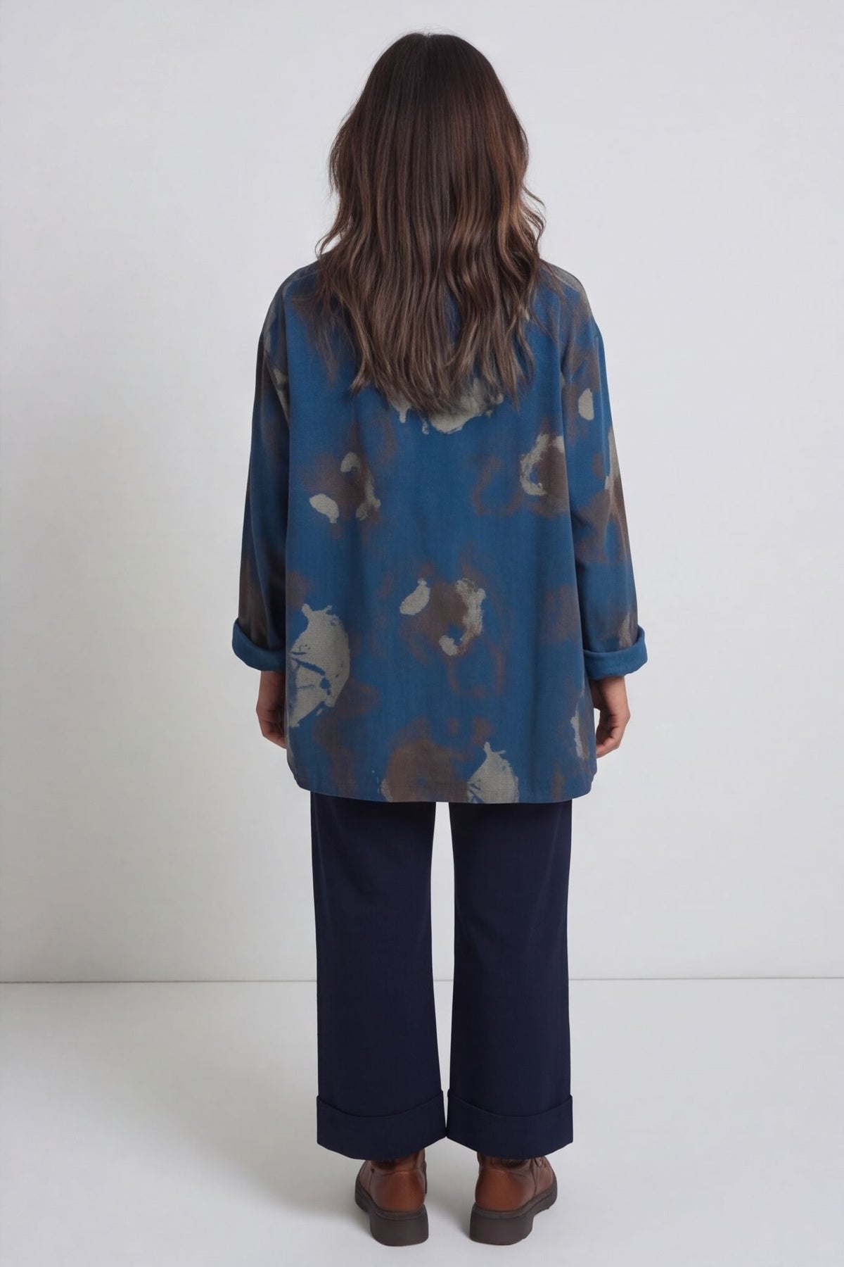 Rachel Print Needlecord Top Teal – image 6 of 6