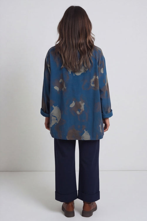 Rachel Print Needlecord Top Teal – image 6 of 6