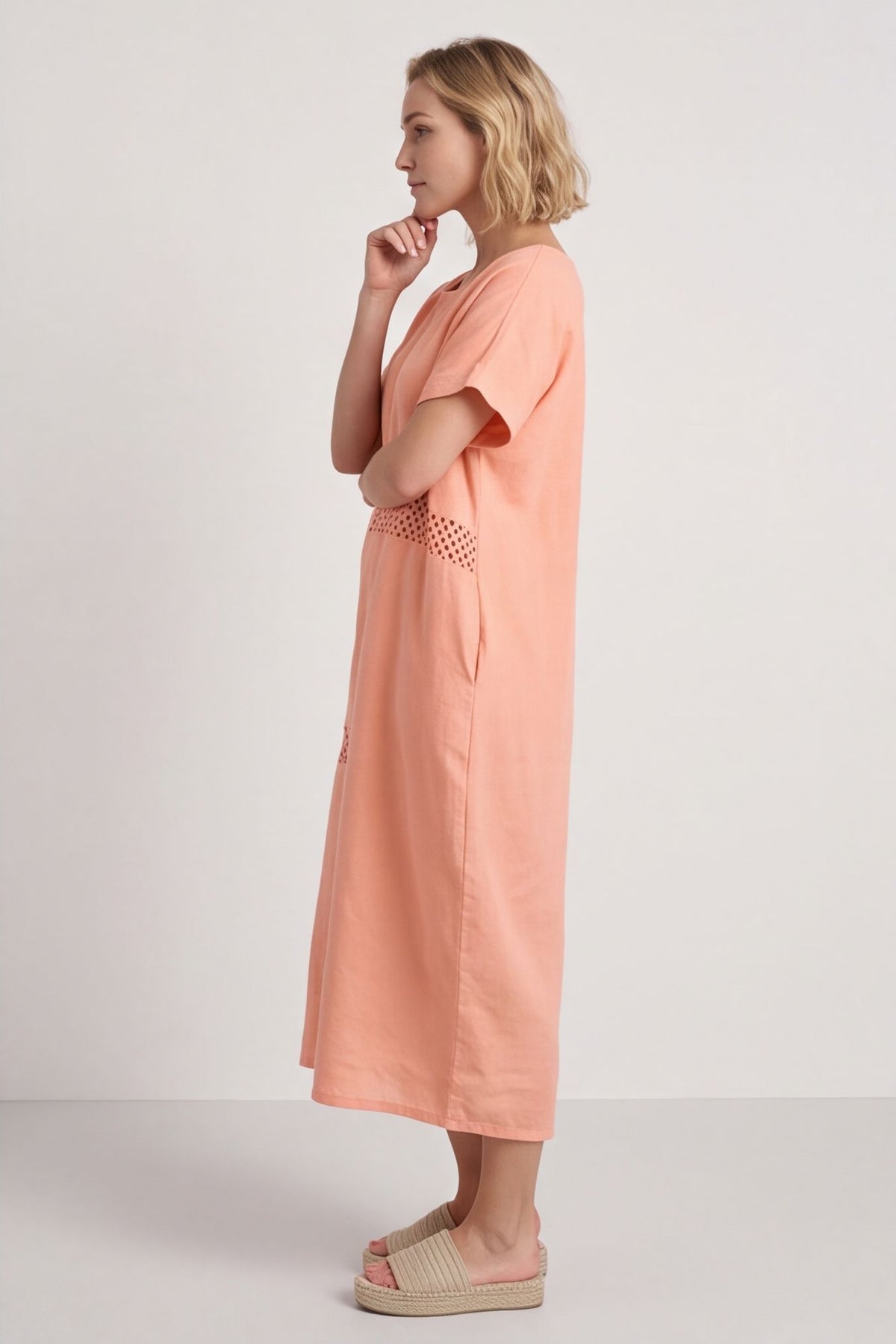 Felicia Crochet Detail Linen Dress Orange – image 5 of 5