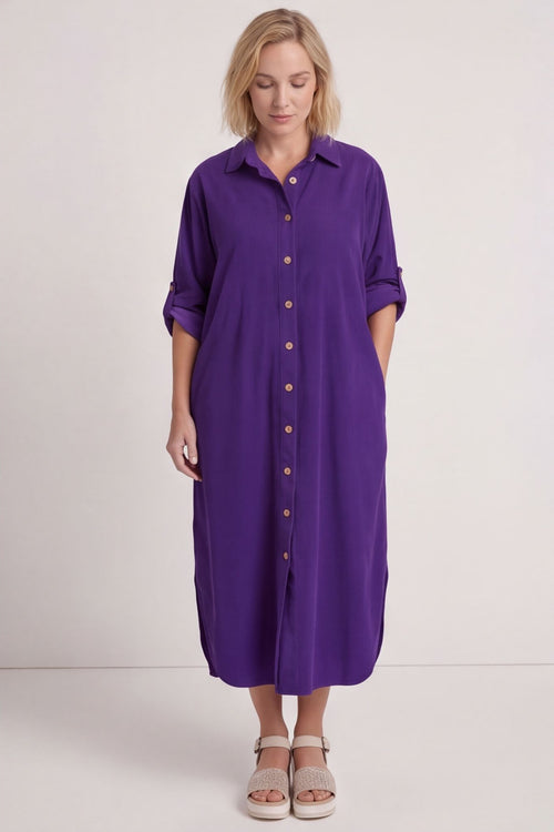 Tisha Needlecord Shirt Dress Purple – image 5 of 5