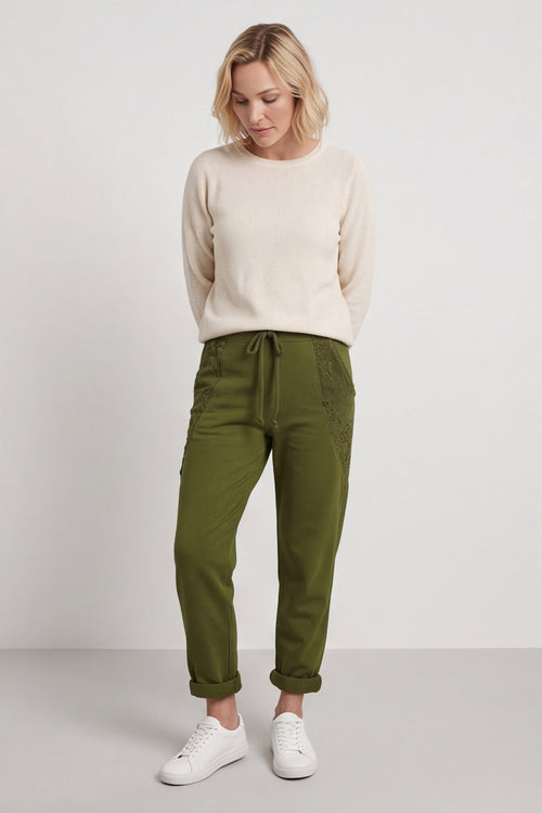 Lina Cord Detail Cotton Joggers Olive – image 6 of 6