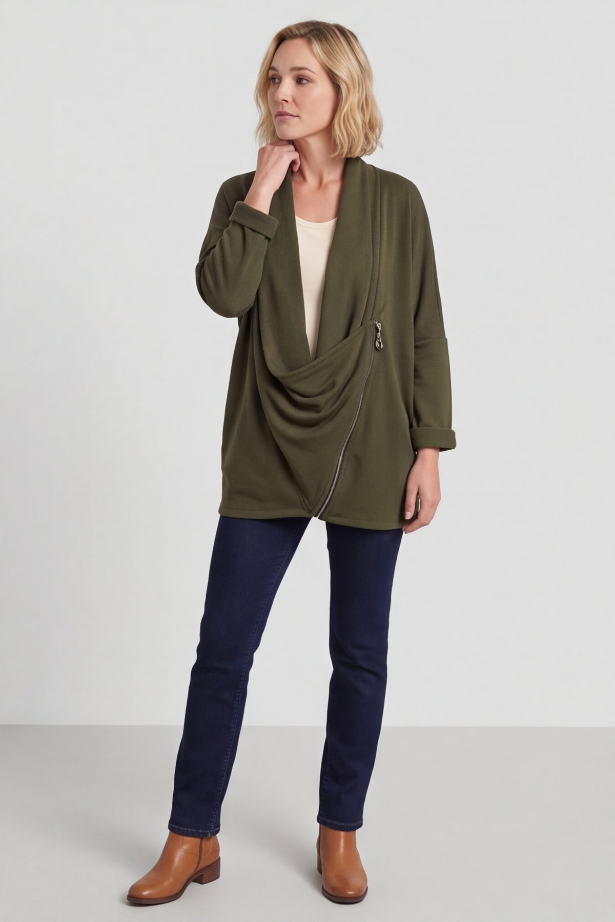 Floella Zip Cotton Jacket Khaki – image 6 of 6
