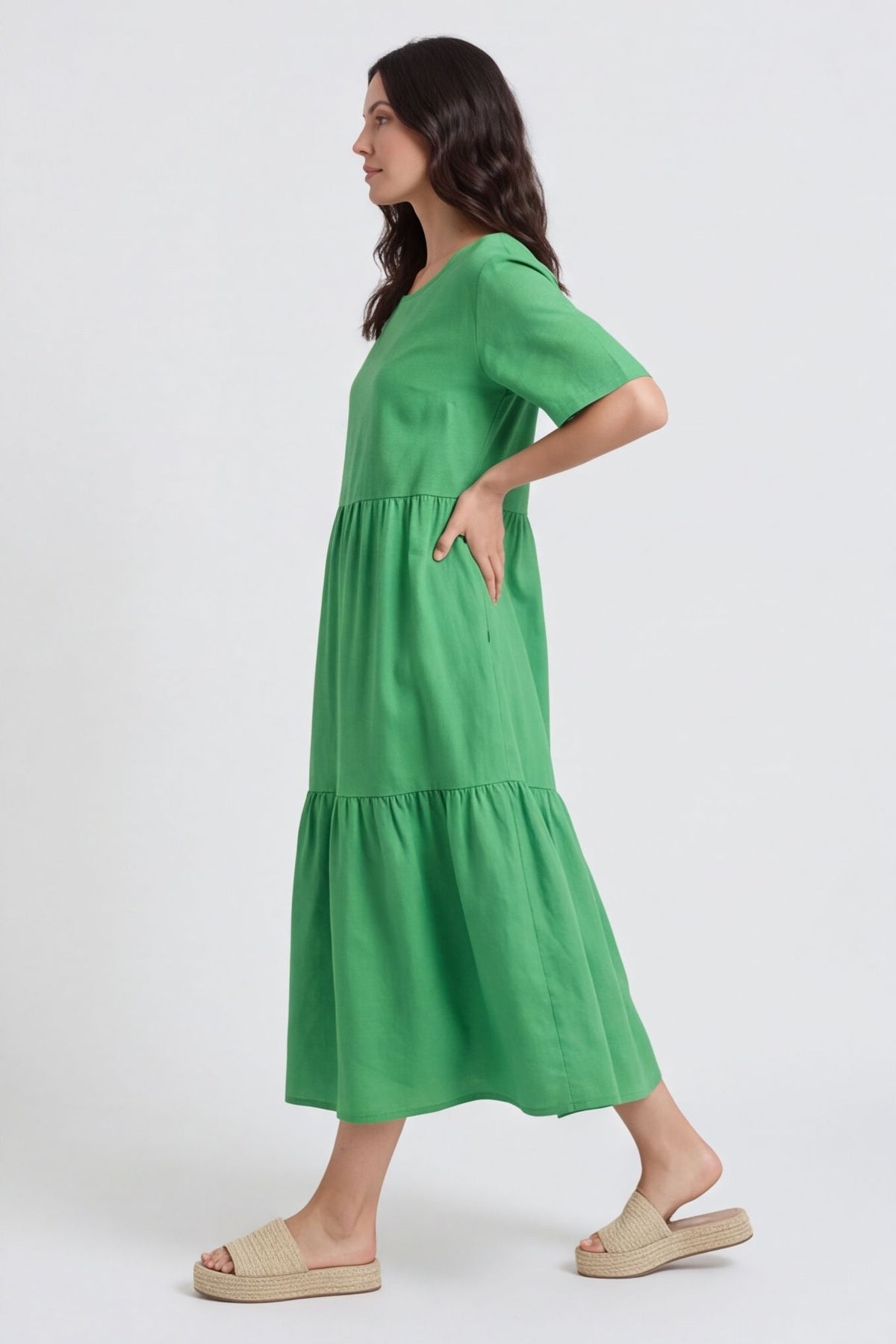 Nova Linen Dress Emerald – image 4 of 4
