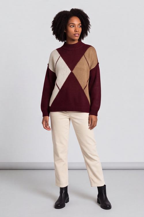 Rodina Argyle Knitted Jumper Wine – image 6 of 6