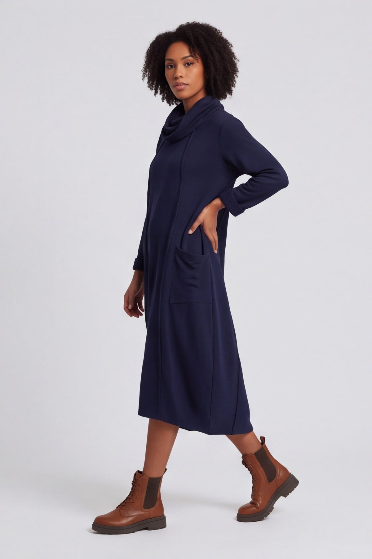 Maris Snood Cotton Dress Navy – image 6 of 6