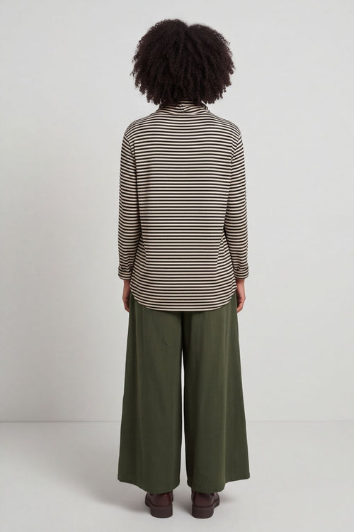 Lyssa Cowl Neck Stripe Top Bottle Green – image 6 of 6