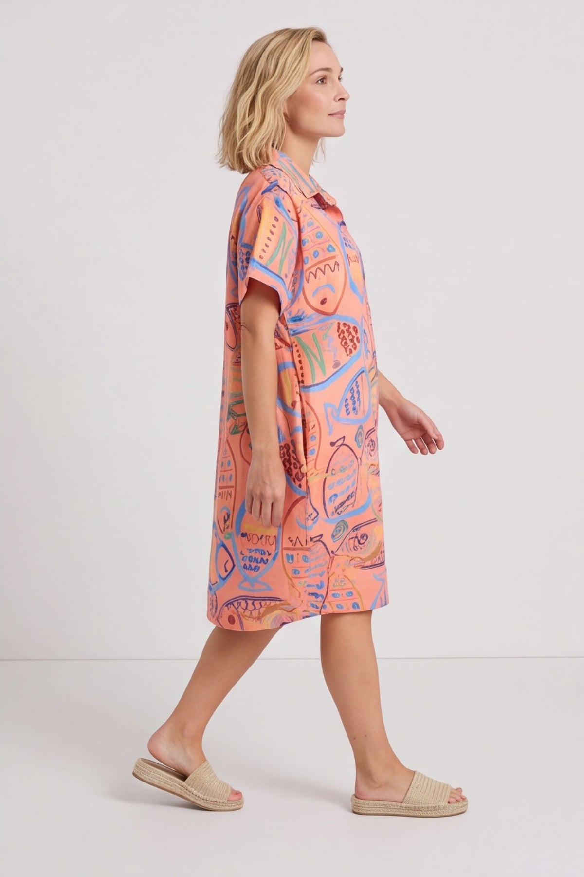 Naida Print Button Tunic Orange – image 6 of 6
