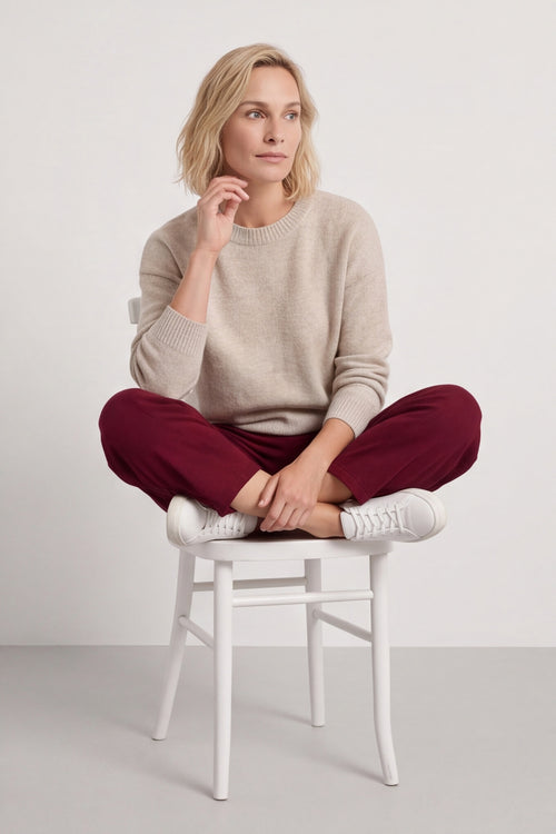 Yasmina Cropped Cotton Trousers Wine – image 6 of 6