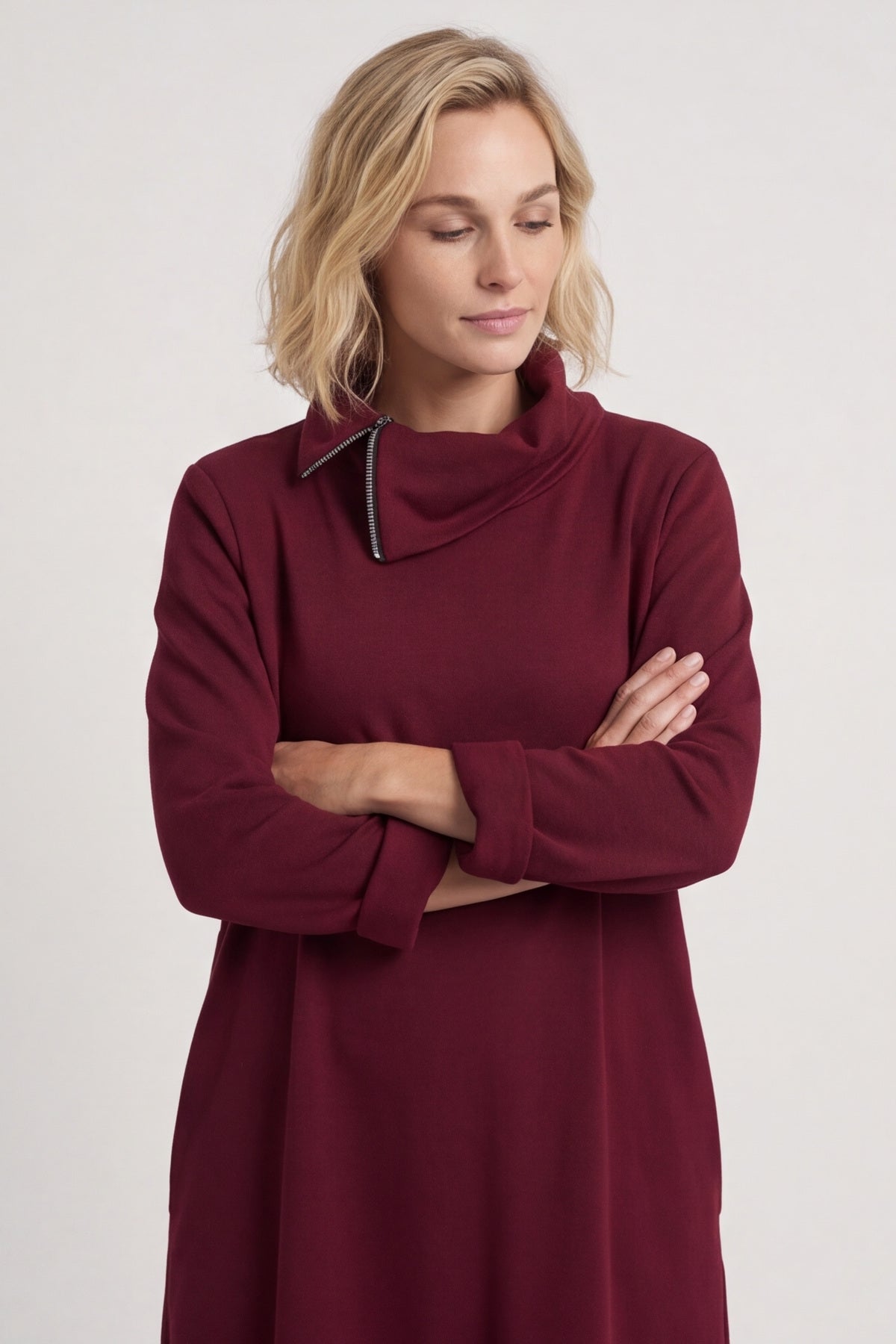 Wanda Zip Polo Cotton Dress Wine – image 6 of 6