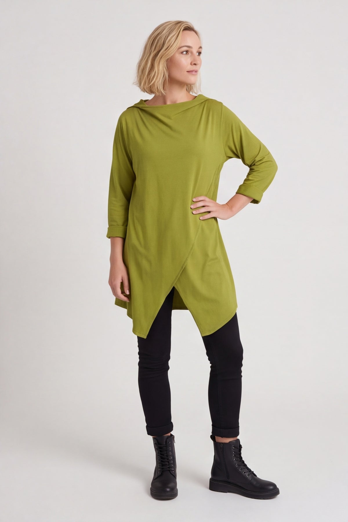 Nelle Cowl Cotton Top Olive – image 6 of 6