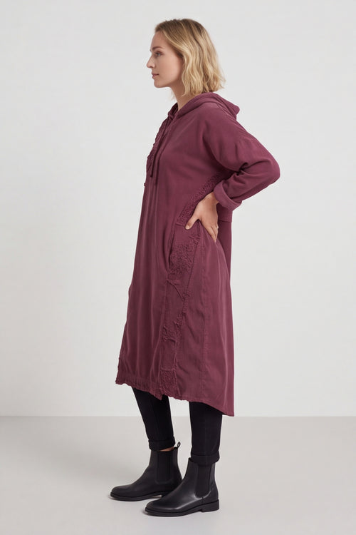 Devyn Hooded Needlecord Dress Plum – image 5 of 5