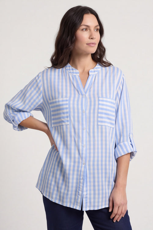 Jaynie Gingham Tie Front Shirt Powder Blue – image 5 of 5