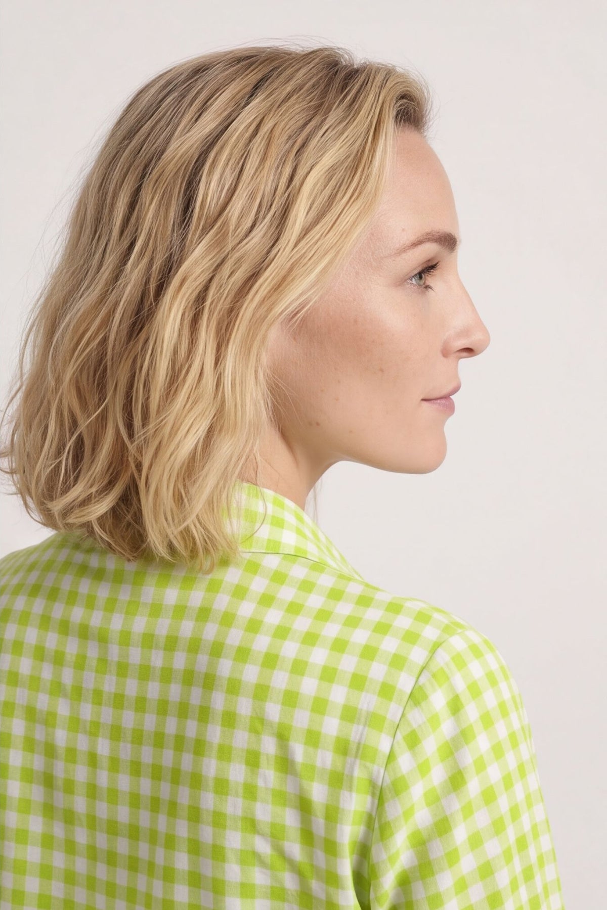Shyla Gingham Wrap Cotton Top Lime – image 5 of 5